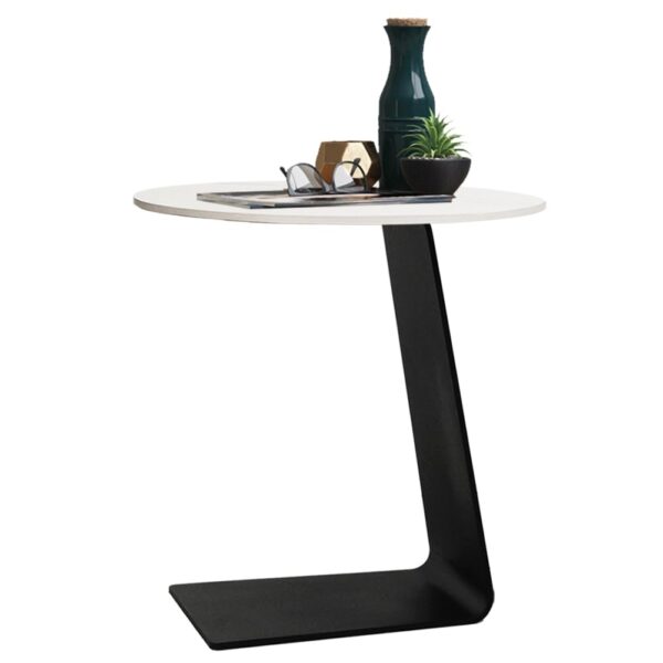 Round Side Table with Z-Base - Modern Geometric Black Design - Image 7