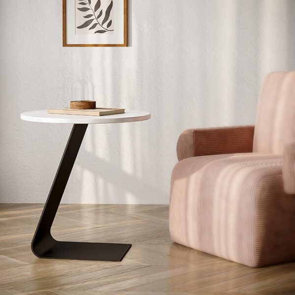 Round Side Table with Z-Base - Modern Geometric Black Design - Image 2