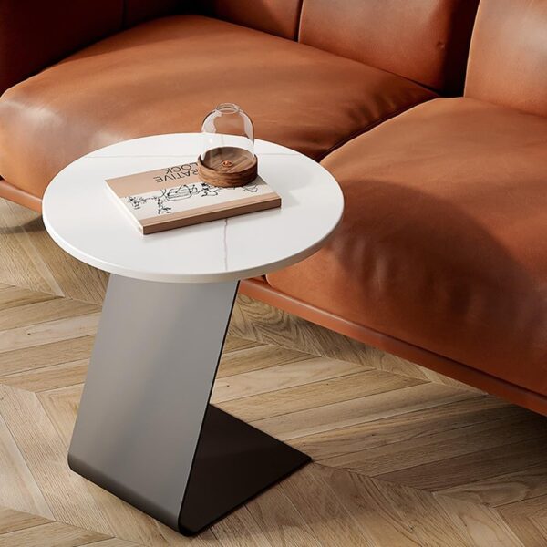 Round Side Table with Z-Base - Modern Geometric Black Design - Image 3